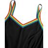 imageMilumia Women Casual Rainbow Stripe Print Cami Romper Knot High Waist Sport JumpsuitBlack