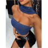 imageMilumia Women Sexy Denim Top Y2k Sleeveless Slim Fitted Crop Halter Tops StreetwearDark Wash