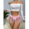 imageMilumia Women Sexy Mesh Panty Ruffle Trim Bow G String Thongs Low Waist Underwear BriefsPink
