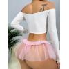 imageMilumia Women Sexy Mesh Panty Ruffle Trim Bow G String Thongs Low Waist Underwear BriefsPink
