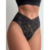 imageMilumia Women Sexy Panties Floral Lace Underwear Cut Out Scallop Trim Panty Mid Rise Brief BikinisBlack