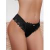 imageMilumia Women V Cut Bow Knot Lace Sexy Panties Romantic Cheeky Lingerie Underwear BriefsBlack