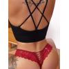 imageMilumia Women V Cut Bow Knot Lace Sexy Panties Romantic Cheeky Lingerie Underwear BriefsBurgundy
