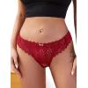 imageMilumia Women V Cut Bow Knot Lace Sexy Panties Romantic Cheeky Lingerie Underwear BriefsBurgundy