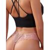 imageMilumia Women V Cut Bow Knot Lace Sexy Panties Romantic Cheeky Lingerie Underwear BriefsDusty Pink