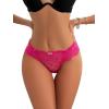 imageMilumia Women V Cut Bow Knot Lace Sexy Panties Romantic Cheeky Lingerie Underwear BriefsRose Pink