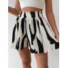 imageMilumia Women Wide Leg Pleated Shorts High Waist Lettuce Trim Patterned Boho Shorts