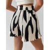 imageMilumia Women Wide Leg Pleated Shorts High Waist Lettuce Trim Patterned Boho Shorts