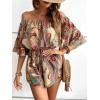 imageMilumia WomenS Off The Shoulder Romper Boho Elastic Waist Jumpsuit Summer Short Set BeachBeige