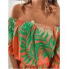 imageMilumia WomenS Off The Shoulder Romper Boho Elastic Waist Jumpsuit Summer Short Set BeachGreen Orange