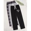 imageMilumia Womens 3 Pack Pajama Pants Plaid Letter Lounge Sleep Pj Pants SleepwearMulti