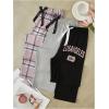 imageMilumia Womens 3 Pack Pajama Pants Plaid Letter Lounge Sleep Pj Pants SleepwearPink Grey Black