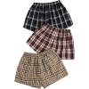 imageMilumia Womens 3 Pack Pajama Shorts Plaid Elastic Waist Pj Sleep ShortsKhaki and Blue