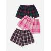 imageMilumia Womens 3 Pack Pajama Shorts Plaid Elastic Waist Pj Sleep ShortsMulti Blue Pink Green