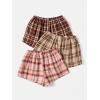 imageMilumia Womens 3 Pack Pajama Shorts Plaid Elastic Waist Pj Sleep ShortsMulti Brown Khaki Pink