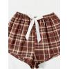 imageMilumia Womens 3 Pack Pajama Shorts Plaid Elastic Waist Pj Sleep ShortsMulti Brown Khaki Pink