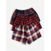 imageMilumia Womens 3 Pack Pajama Shorts Plaid Elastic Waist Pj Sleep ShortsRed and Dark Blue