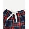 imageMilumia Womens 3 Pack Pajama Shorts Plaid Elastic Waist Pj Sleep ShortsRed and Dark Blue
