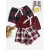 imageMilumia Womens 3 Pack Pajama Shorts Plaid Elastic Waist Pj Sleep ShortsRed and Dark Blue