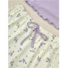 imageMilumia Womens 3 Piece Pajama Sets Floral Lace Cami Top and Shorts ampamp Pants Pj Sets LoungewearLilac Purple