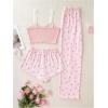 imageMilumia Womens 3 Piece Pajama Sets Floral Lace Cami Top and Shorts ampamp Pants Pj Sets LoungewearPink All