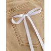 imageMilumia Womens Bow Knot High Waist Denim Skirt Bodycon Casual Jean SkirtsKhaki
