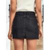 imageMilumia Womens Button Front Denim Mini Skirt Raw Hem Straight Short Skirt with PocketsFrayed Hem Black