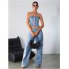 imageMilumia Womens Button Front Denim Tube Top Raw Hem Strapless Bandeau Jean TopsA Light Blue