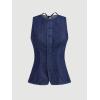 imageMilumia Womens Button Front Denim Vest Sleeveless Crew Neck Tie Back Tank TopsDeep Blue