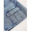 imageMilumia Womens Cargo Denim Skirt Straight Jean Mini Skirts with Flap Pocket Light Wash Medium