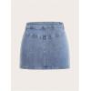imageMilumia Womens Cargo Denim Skirt Straight Jean Mini Skirts with Flap Pocket Light Wash Medium