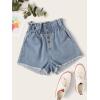 imageMilumia Womens Casual High Waist Button Fly Vintage Denim Jeans Shorts with Pocket Blue Medium