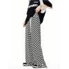 imageMilumia Womens Checkered Drawstring Baggy Long Pants Straight Leg Loose Fit PantsBlack and White