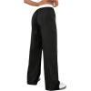 imageMilumia Womens Colorblock Drawstring Waisted Waisted Wide Leg Loose Track PantsBlack