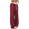 imageMilumia Womens Colorblock Drawstring Waisted Waisted Wide Leg Loose Track PantsBurgundy