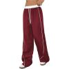 imageMilumia Womens Colorblock Drawstring Waisted Waisted Wide Leg Loose Track PantsBurgundy