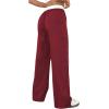 imageMilumia Womens Colorblock Drawstring Waisted Waisted Wide Leg Loose Track PantsBurgundy