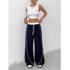 imageMilumia Womens Colorblock Drawstring Waisted Waisted Wide Leg Loose Track PantsDark Blue