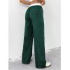 imageMilumia Womens Colorblock Drawstring Waisted Waisted Wide Leg Loose Track PantsDark Green