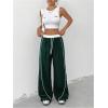 imageMilumia Womens Colorblock Drawstring Waisted Waisted Wide Leg Loose Track PantsDark Green