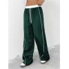 imageMilumia Womens Colorblock Drawstring Waisted Waisted Wide Leg Loose Track PantsDark Green