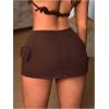 imageMilumia Womens Criss Cross Mini Denim Skirt Y2k Low Waist Jean SkirtsCoffee Brown