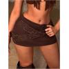 imageMilumia Womens Criss Cross Mini Denim Skirt Y2k Low Waist Jean SkirtsCoffee Brown