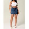 imageMilumia Womens Denim Bodycon Mini Skirt Mid Waist Zip Fly Jean Skirts with PocketsMedium Wash