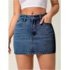 imageMilumia Womens Denim Bodycon Mini Skirt Mid Waist Zip Fly Jean Skirts with PocketsMedium Wash