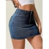 imageMilumia Womens Denim Bodycon Mini Skirt Mid Waist Zip Fly Jean Skirts with PocketsMedium Wash