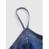 imageMilumia Womens Denim Bustier Crop Top Zip Front Spaghetti Strap Jean Cami Tank TopsDeep Blue