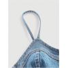 imageMilumia Womens Denim Bustier Crop Top Zip Front Spaghetti Strap Jean Cami Tank TopsMedium Wash