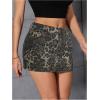 imageMilumia Womens Denim Leopard Print Short Skirt Bodycon Low Waist Mini SkirtsArmy Green
