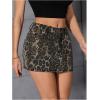 imageMilumia Womens Denim Leopard Print Short Skirt Bodycon Low Waist Mini SkirtsMulticolor
